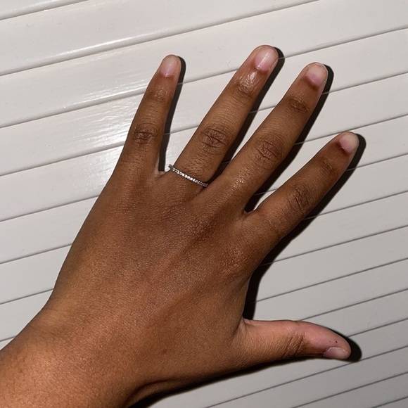 1.5 mm CZ Cubic Zirconia Minimalist .925 Sterling Silver Stackable Eternity Ring - Picture 3 of 11
